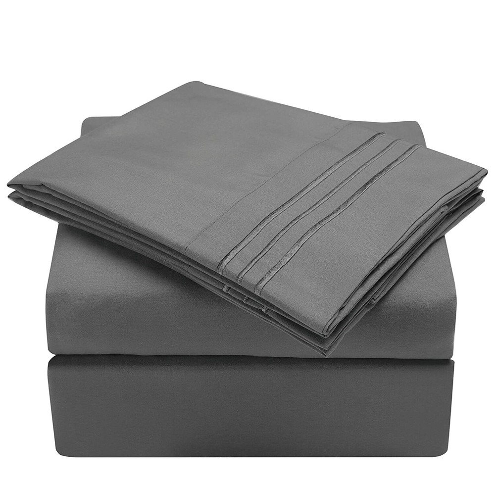 Grleaf 4pc Microfiber Sheet Set Dark Grey Soft, Size Queen