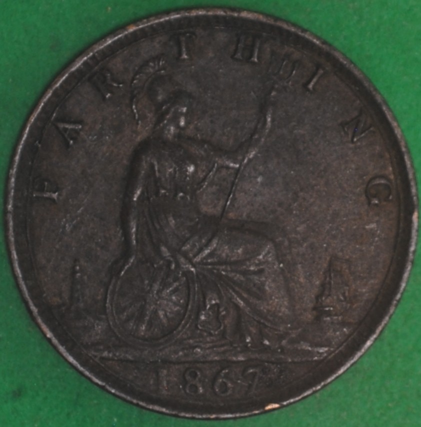 1867 Great Britain Farthing AU+