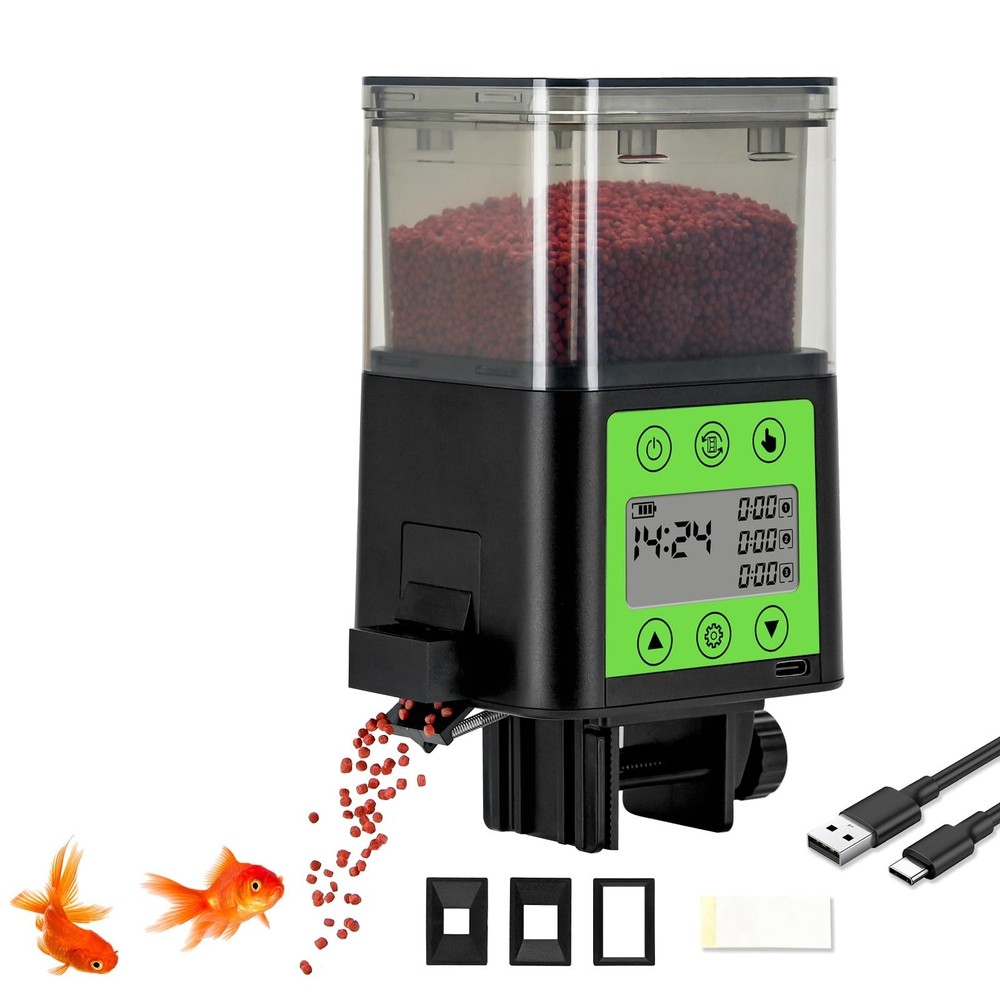 Automatic Fish Feeder for Aquarium with Timer, LCD Display 320ML Large Capaci...