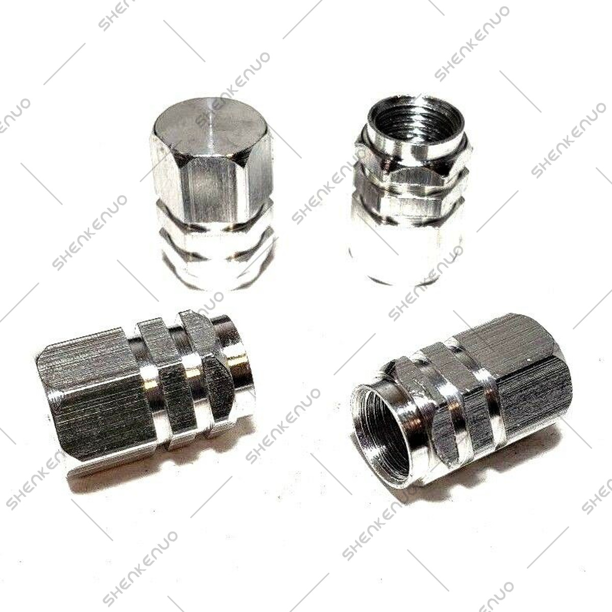 (4) Metal Chrome Tire/Wheel Air Pressure Stem Valve Caps for Car-Truck-Hot Rod