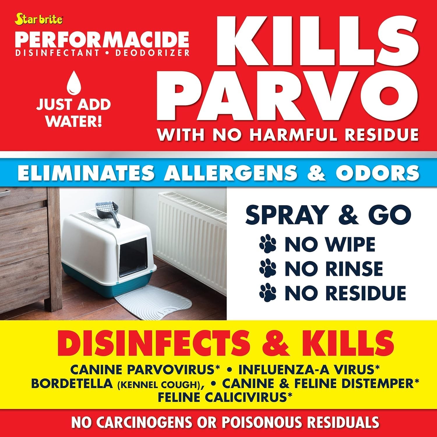 PERFORMACIDE Kills Parvo - No-Rinse Disinfectant, Deodorizer for Pet Surfaces...