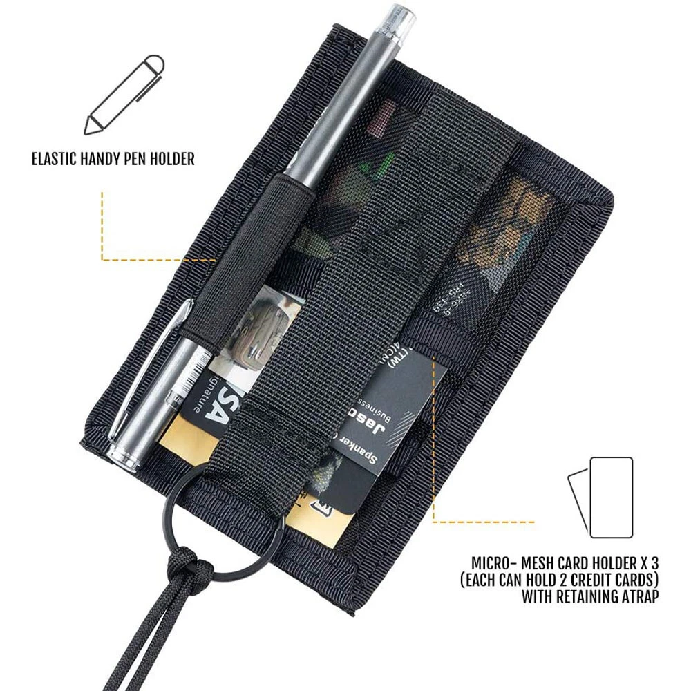 2x Black Tactical ID Card Holders Hook&Loop Patch Badge Organizer - Neck Lanyard