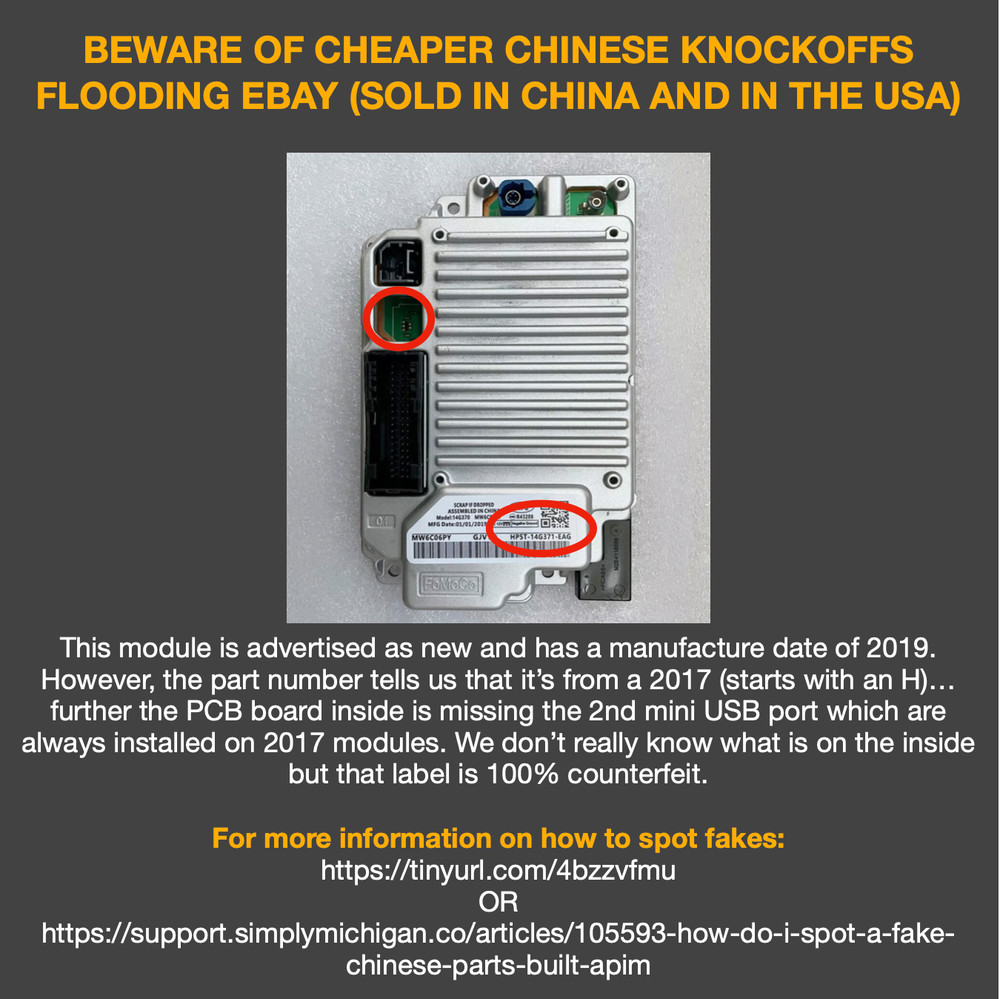 Ford Sync 3 Replacement APIM without Navigation - VIN Programmed 3.4