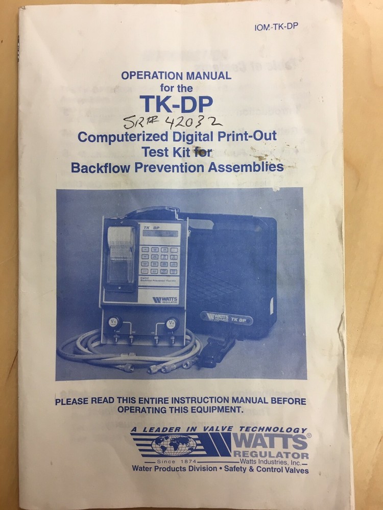 Watts TK-DP Computerized Digital Print-Out Test Kit for Backflow Prevention 