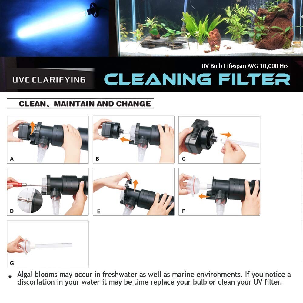 22" Ultraviolet Lamp 36W UV Light Algae Bacteria Clarifier Koi Pond