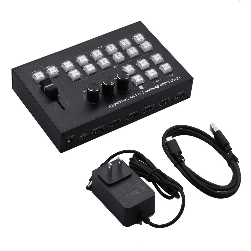 4K 4 HDMI Video Switcher Multi Camera Live Streaming Production Recorder