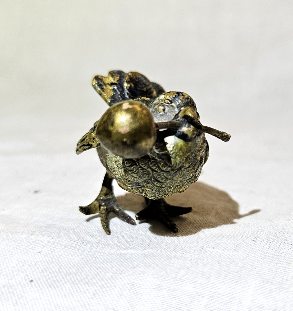 Vienna Bronze Bird Figurine with Cherry