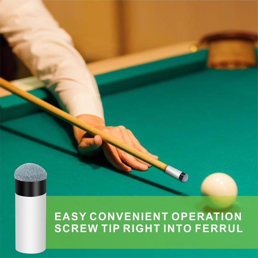 10 Sets Billiard Cues Tips Replacement with White Pool Cue Stick Ferrules,