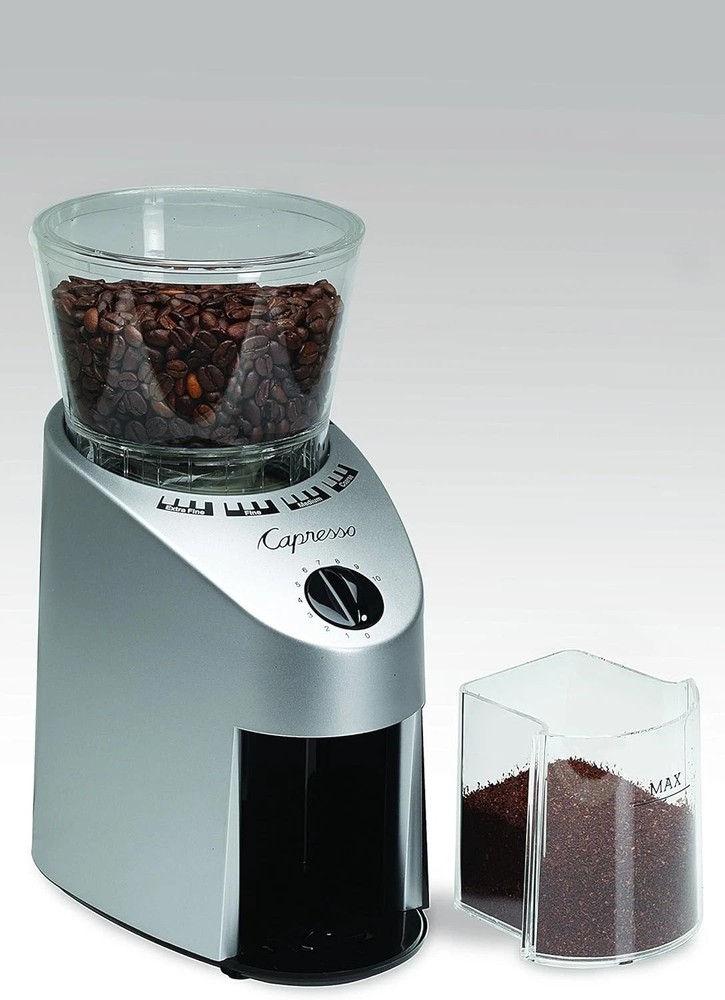 Versatile Brushed Silver Infinity Burr Grinder - Ideal for All Coffee Styles