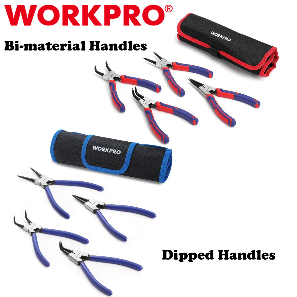 WORKPRO 4PCS Heavy Duty Snap Ring Pliers Set Included Cr-V Steel w/Storage Pouch