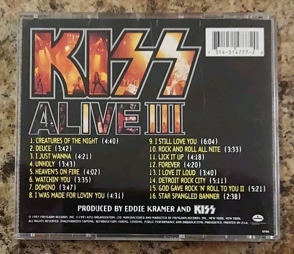 KISS Alive III CD First Printing Signed By WHOLE BAND Mercury 314 514 777 2🔥🔥