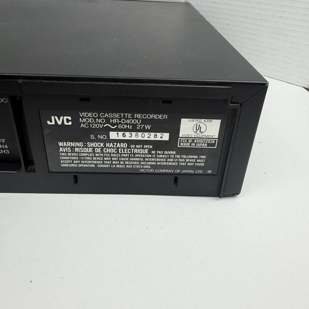 JVC 3-head VHS Player HR-D400U No Remote Tested & Working