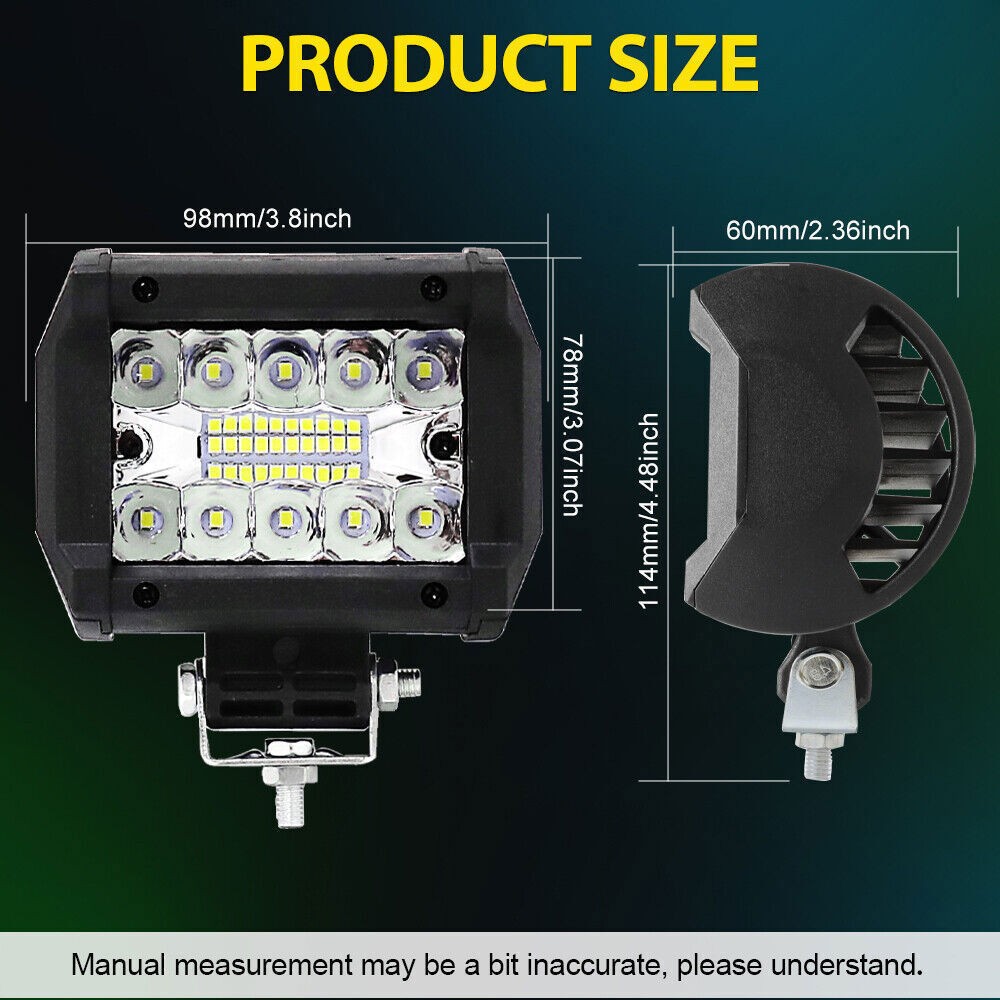 Pair 4" LED Work Light Bar Spot Flood Pods Fog Lamp Offroad Driving Truck ATV