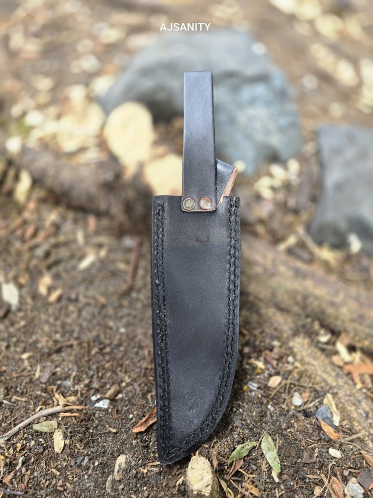 Custom Handmade Fixed Blade Knife Leather Sheath Black Sheath 12 Inch
