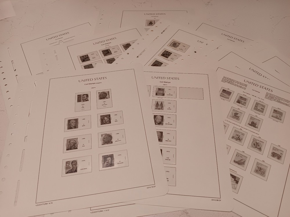 Leuchtturm U.S. , 12 New Album Pages for Coil Stamps 1966-1985