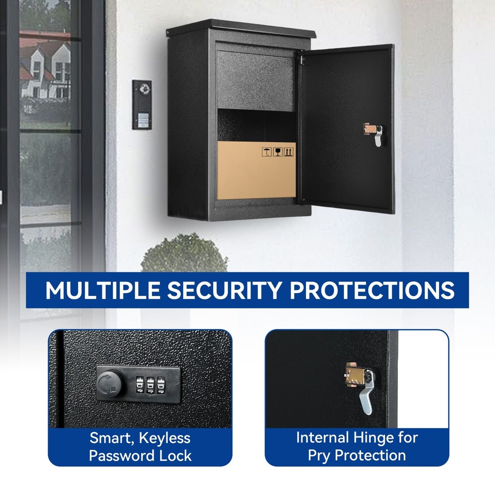 19.7x13.4x8.7'' Large Package Letter Delivery Boxes Coded Lock Office Wall Mount
