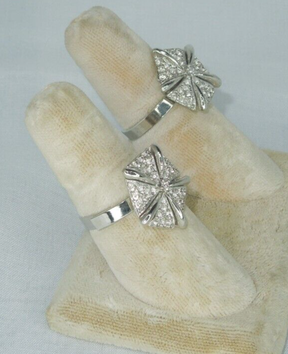 2 Ring Blanks Settings Adjustable silver Plated Brass NEW Sand Dollar 85V