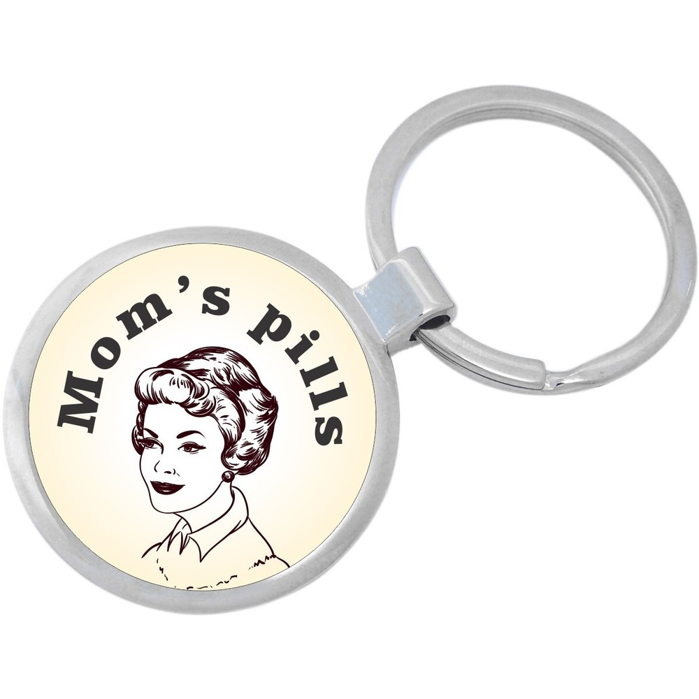 Moms Pills Keychain - Includes 1.25 Inch Loop for Keys or Backpack