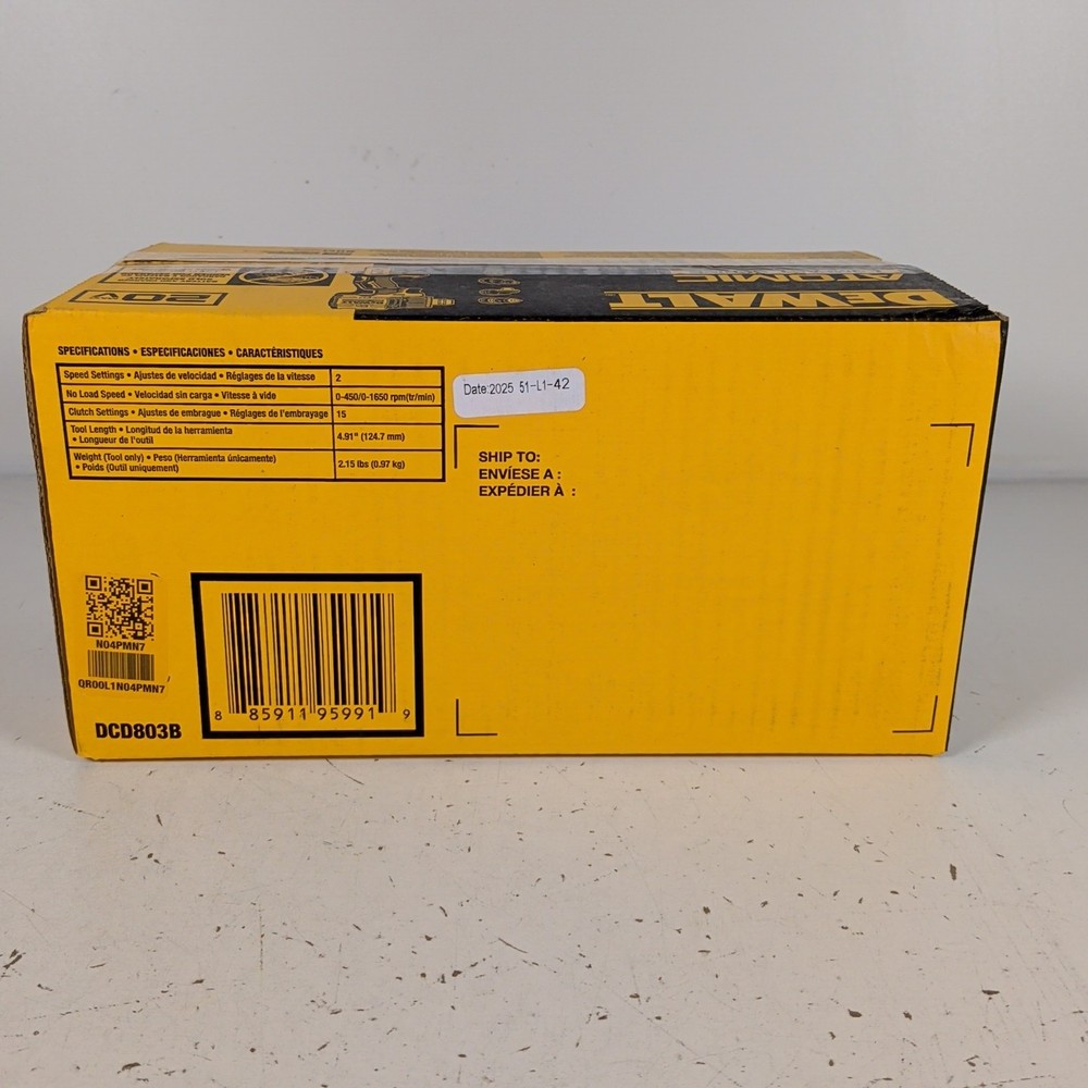 DeWalt DCD803B ATOMIC 20V MAX 1/2" Brushless Multi-Head Drill Driver NEW