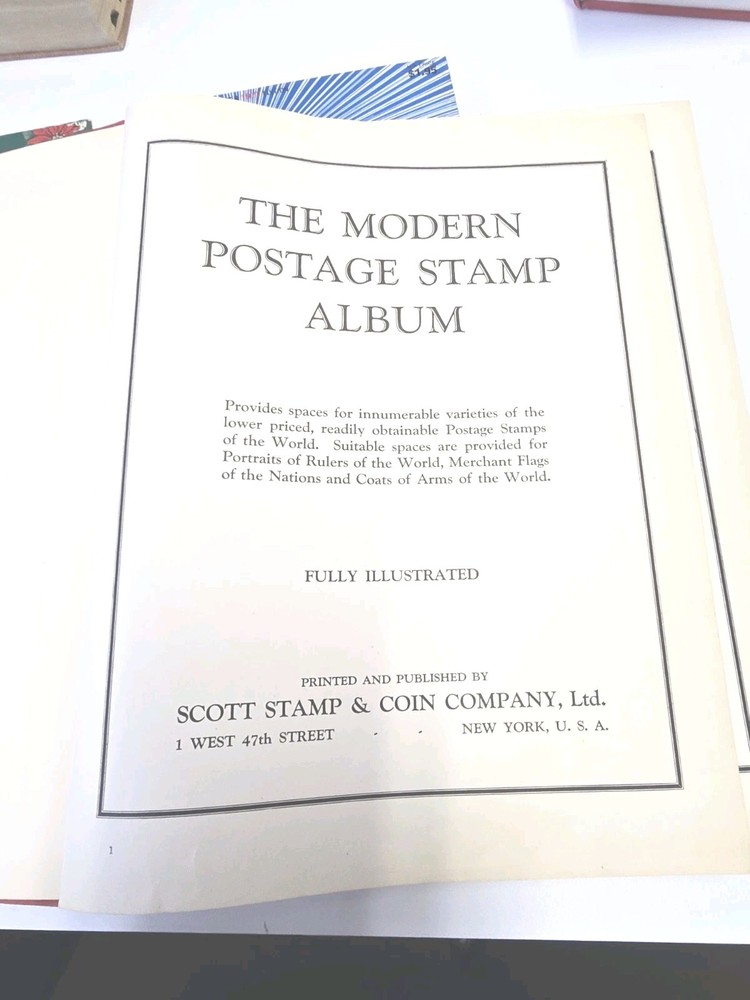 Antique 1933 Modern Postage Stamp Album 11x9.5 Stamps Removed On Some Pages
