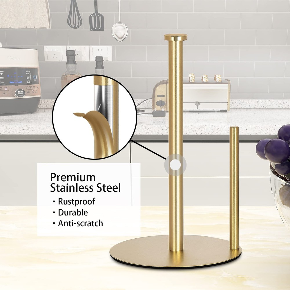 OBODING Gold Countertop Paper Towel Holder,