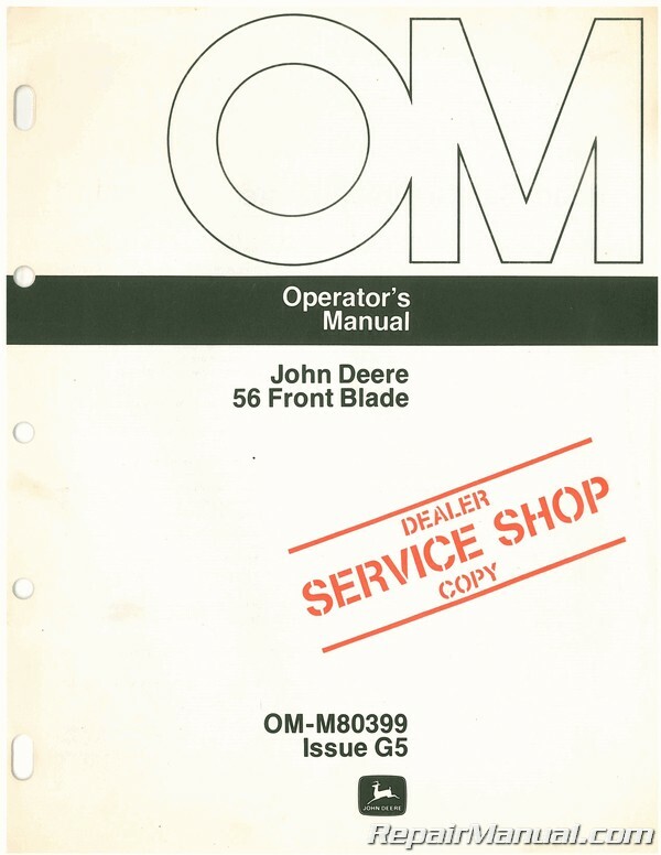 John Deere 56 Front Blade Operators Manual