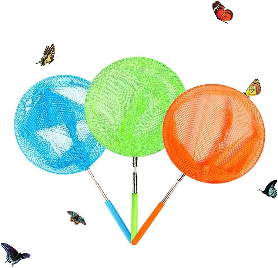 3 Pack Extendable Long Reach Butterfly Net Bug and Insect Catcher