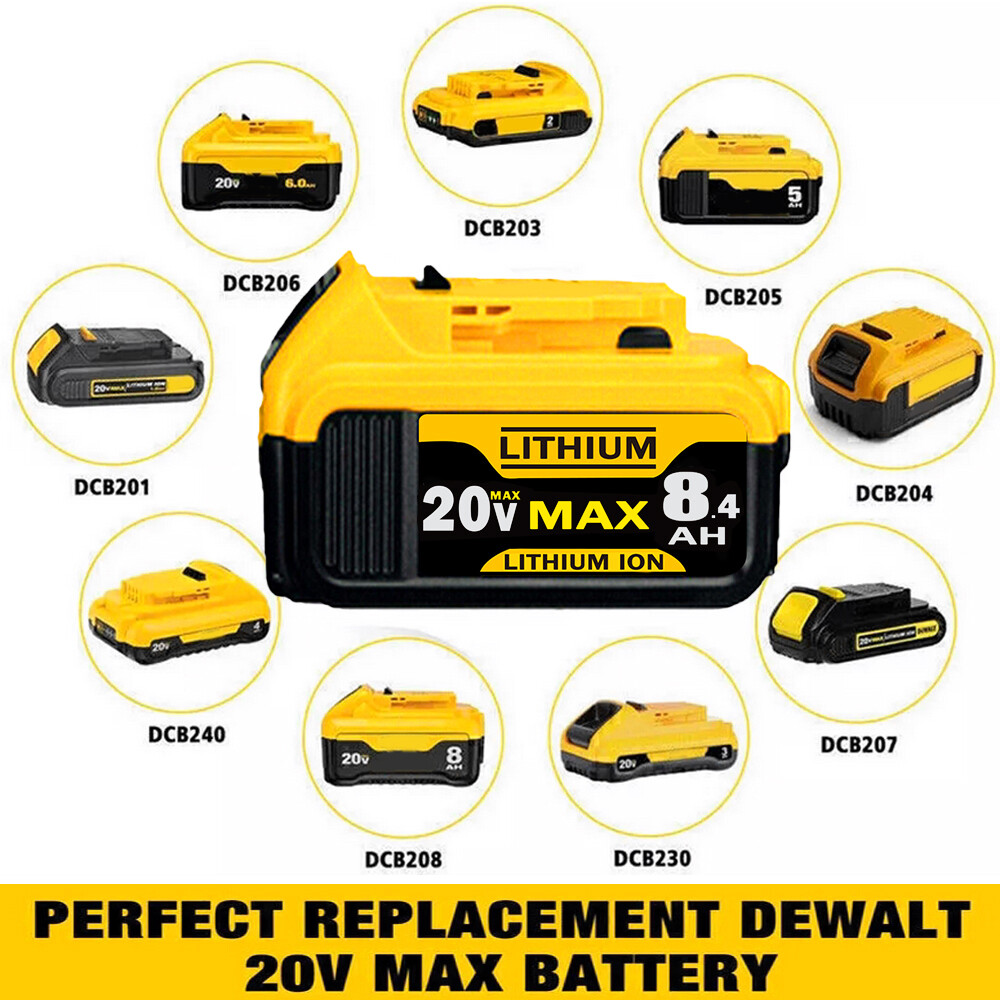 2Pack 8.0AH Lithium Ion Battery For DeWalt DCB206-2 20V 20 Volt Max XR DCB205-2