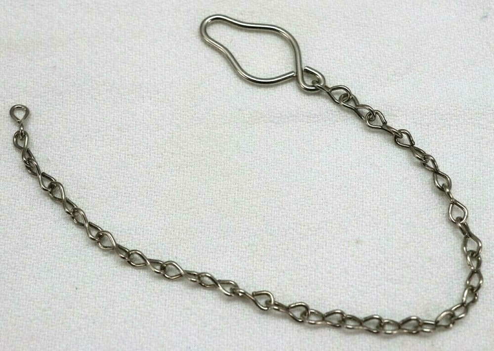 WWII US Silver plated steel Whistle Chain 9" long with button loop each E2205