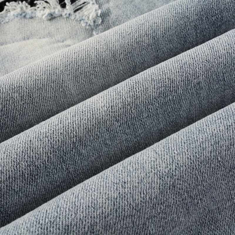 Men's Skinny Fit Stretch Denim Jeans, PU Patches, Distressed Rips & Wash Effect