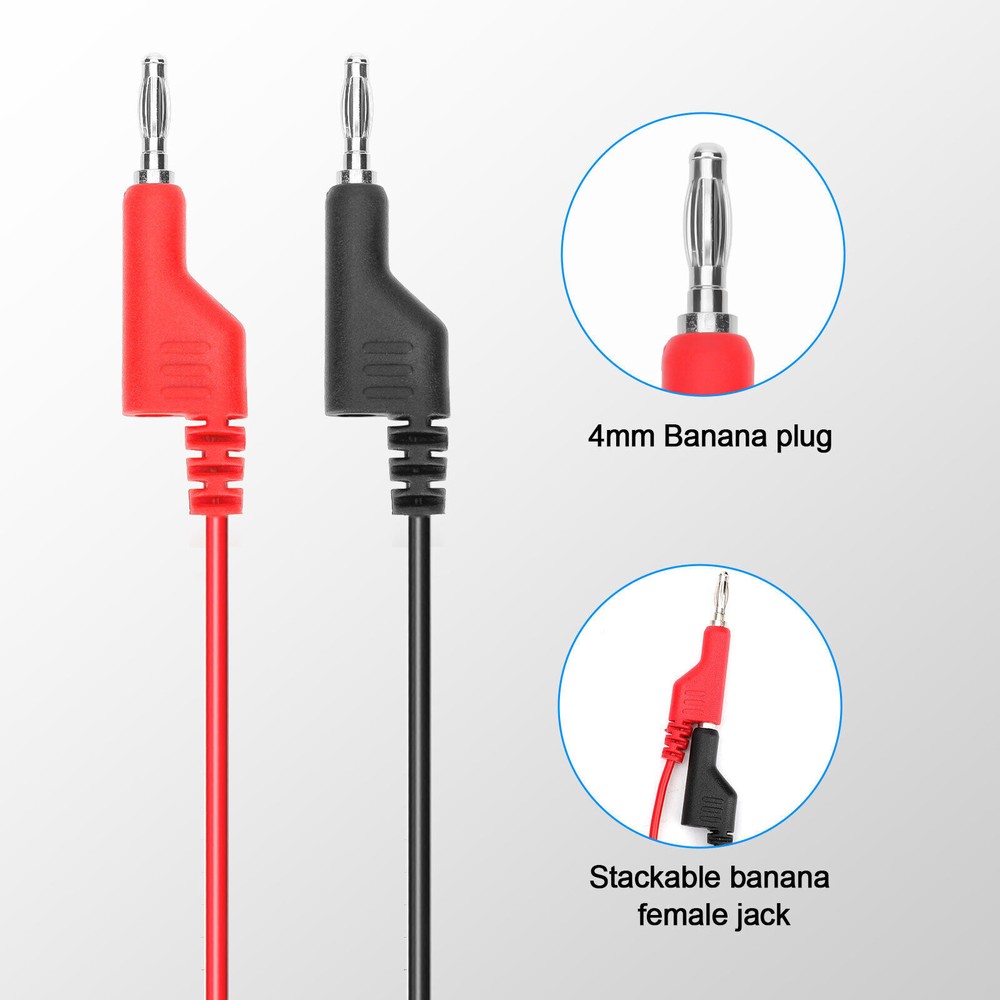 5PCS 4mm Stackable Banana Plug To Test Hook Clip Test Leads Mini Grabber Cable
