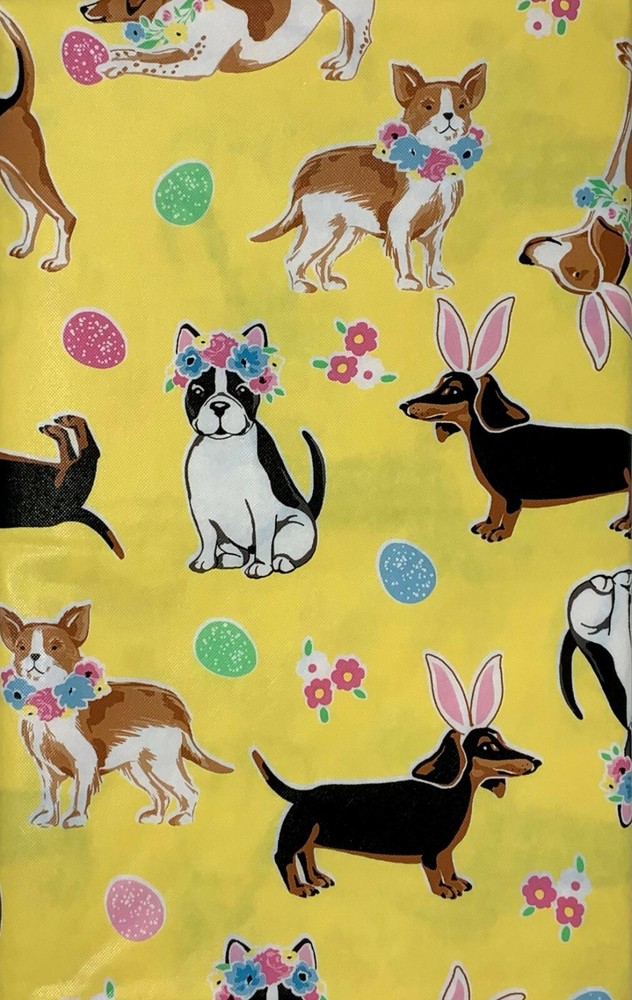 Spring Easter Flannel Backed Vinyl Tablecloths. Round, Oblong, Square