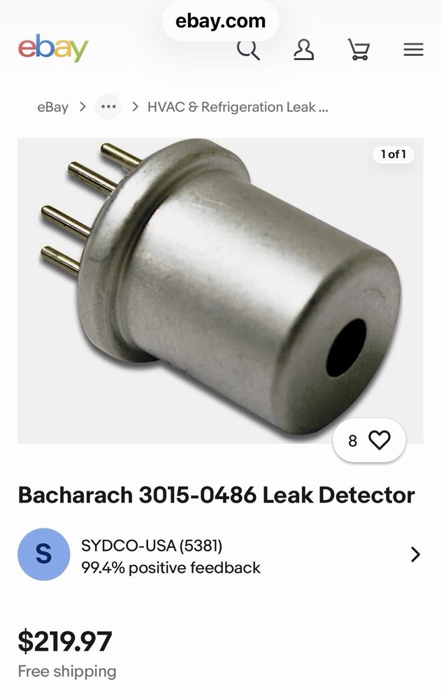 Bacharach Sensor Replacement Kit Part Number 3015–0486