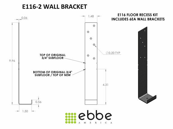 Ebbe Subfloor Recess Kit - Lowering System Bracket Barrier Free Shower Joist