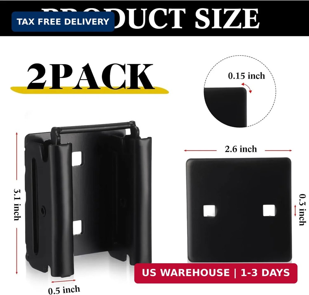 Blulu 2 Pcs E-Track Connector with Square Plates, E Track Double Fitting Accesso