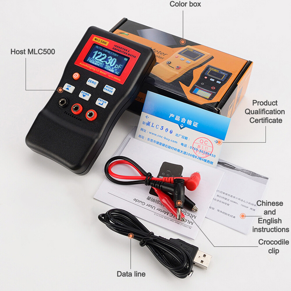 MLC500 High Precision Digital Auto-Range Capacitance Inductance Meter Anti-burn