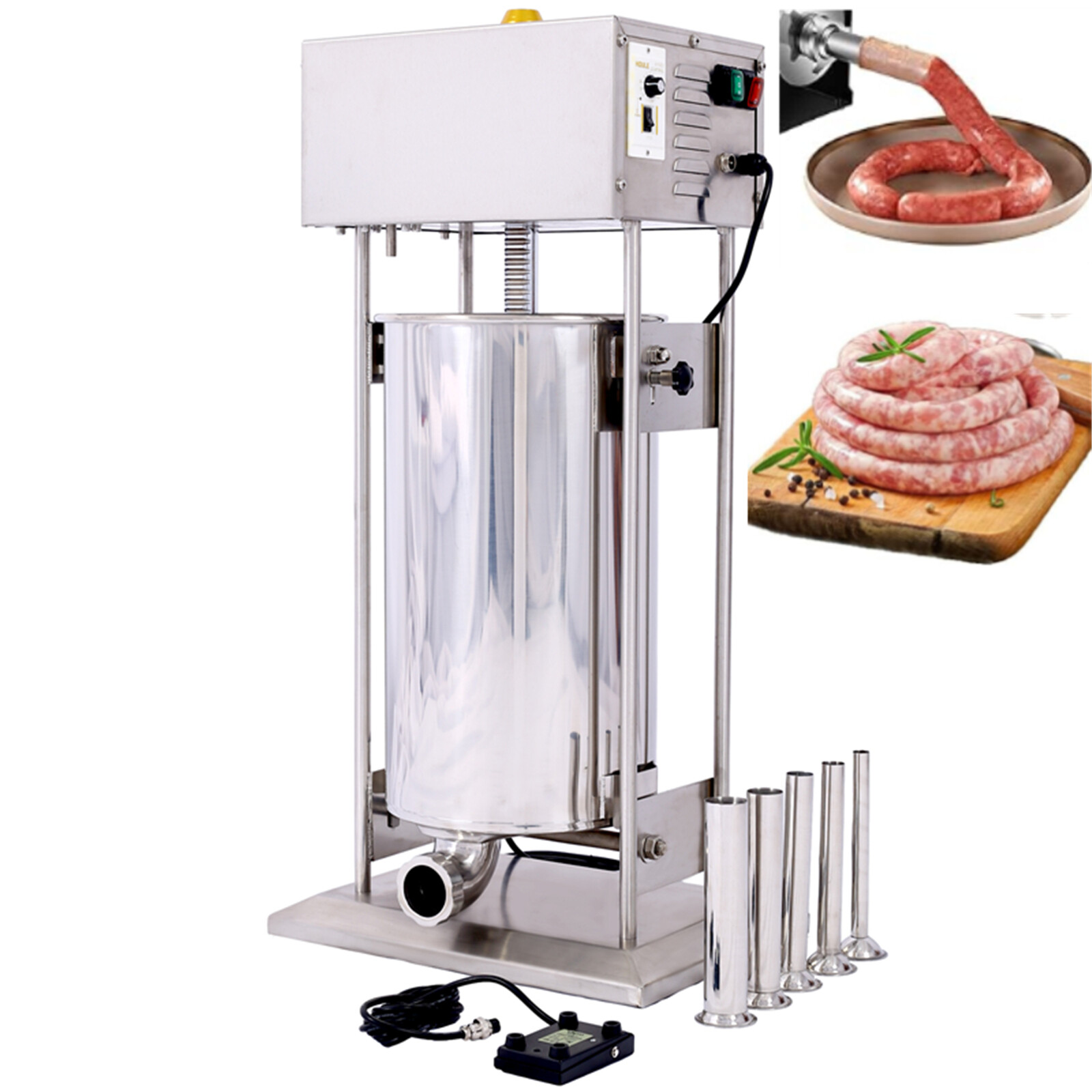 30L Sausage Stuffer Machine 10 Speed Vertical Sausage Maker 5 Filling Tubes