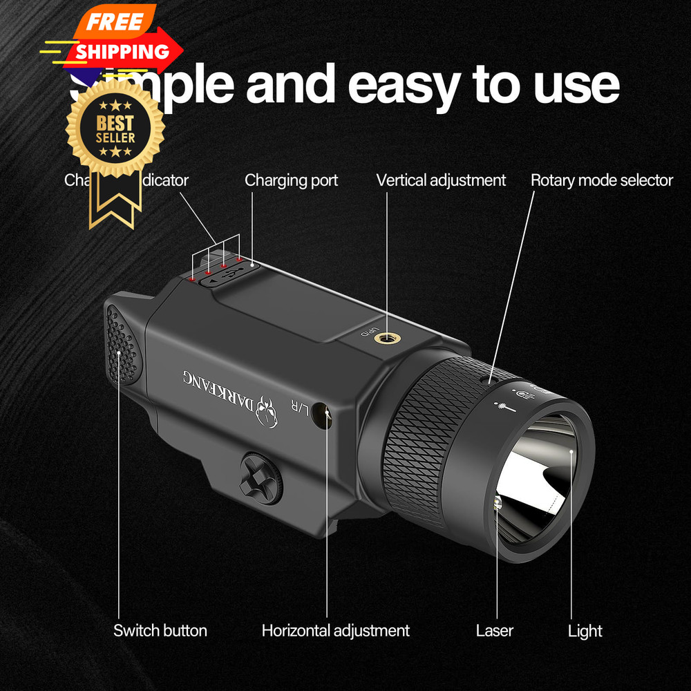 DARKFANG Tactical Flashlight and Green Laser Light Combo