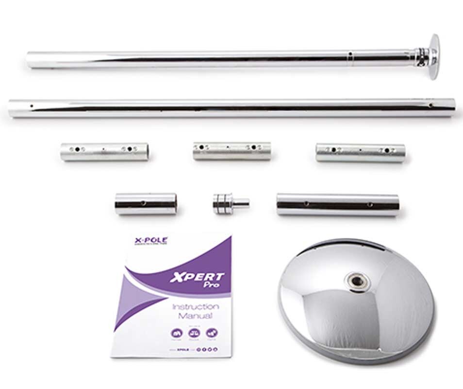XPole X-PERT Pro PX 45mm Spinning/Static Dance Exercise Pole - Chrome + 4 DVDS