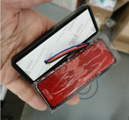 1.5" x 3.5" Rectangular reflector with RED LED lights also available in AMBER