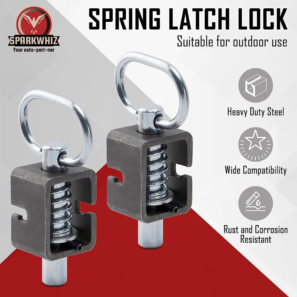 SPARKWHIZ (2) Universal Spring Trailer Gate Weld-On Spring Latch Lock Assembly
