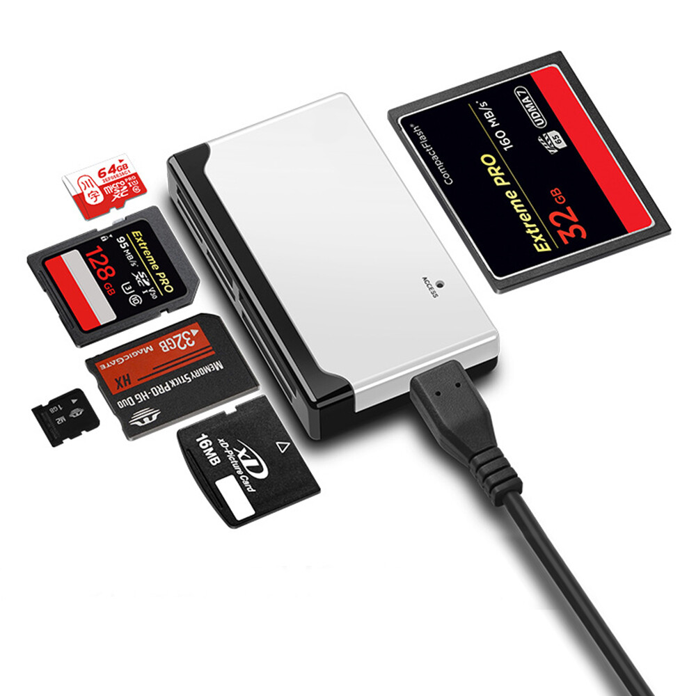 6-in-1 Card Reader USB 2.0 Type C Micro SD TF CF Smart Memory Adapter Computer