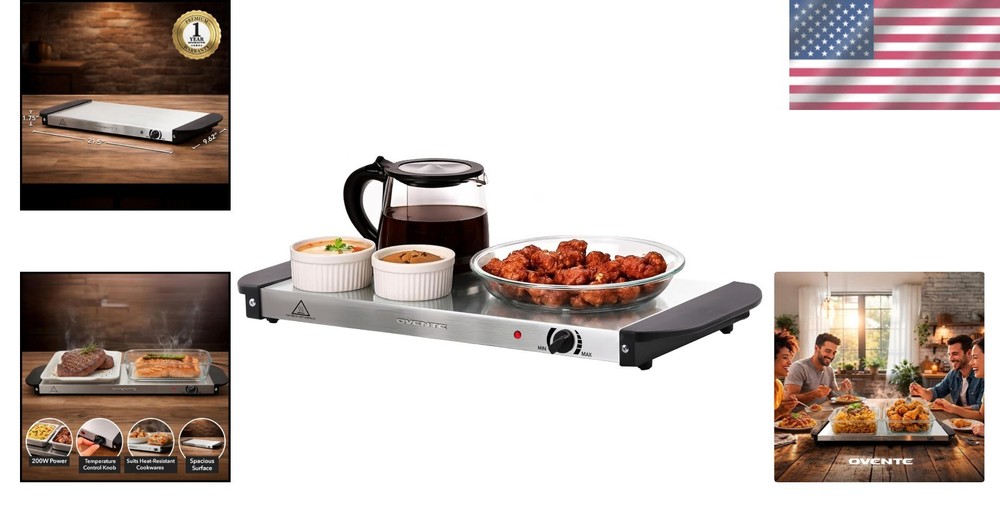 Electric Warming Tray - Adjustable Temperature Control for Buffets & Parties