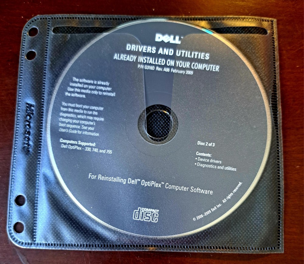 Dell Drivers & Utilities Dell Optiplex Discs 2 & 3 & Applications MISSING 1 DISC