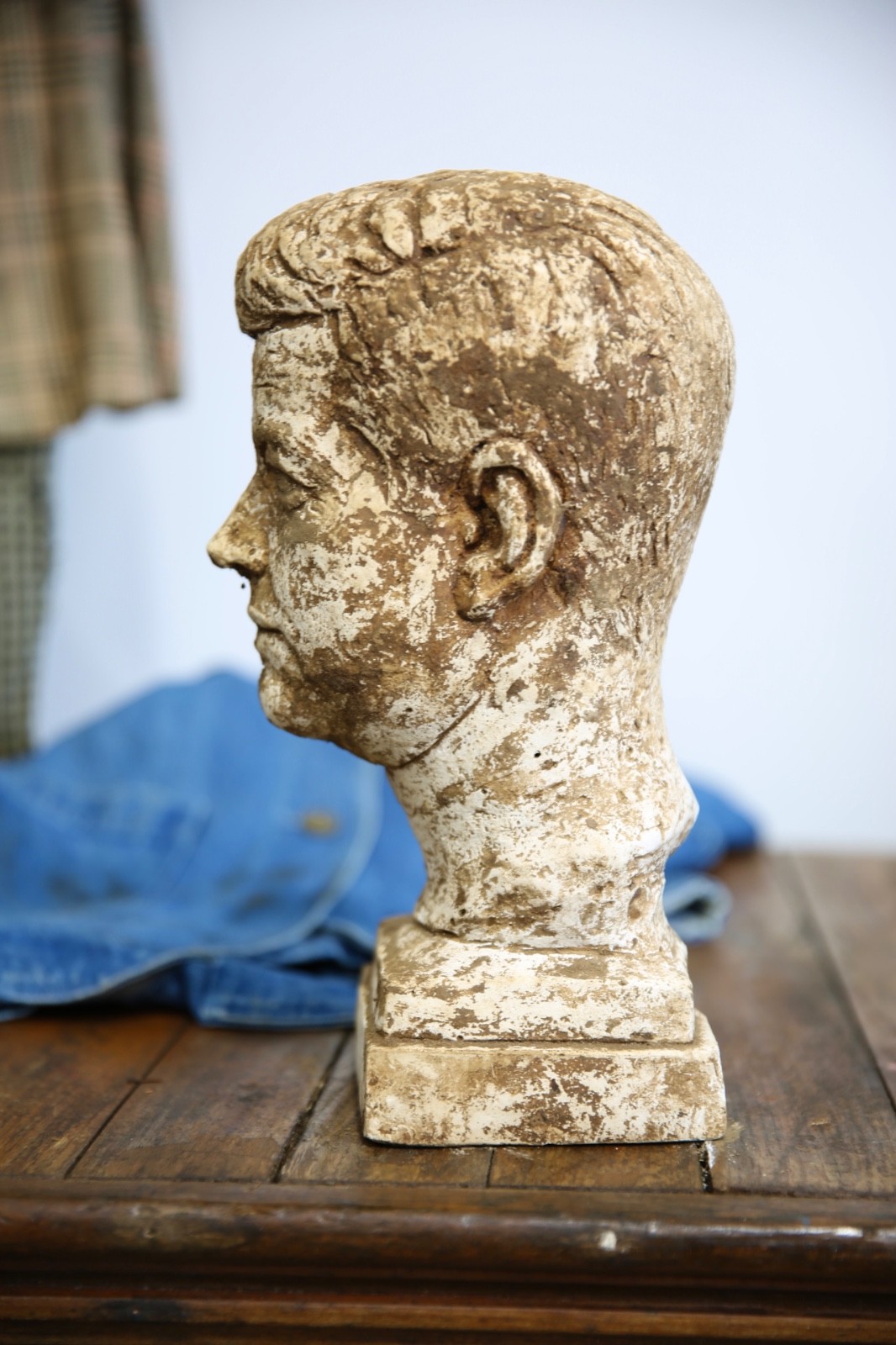 VTG Antique Mannequin Head Hat Stand Countertop Display Bust Chalkware Oddity