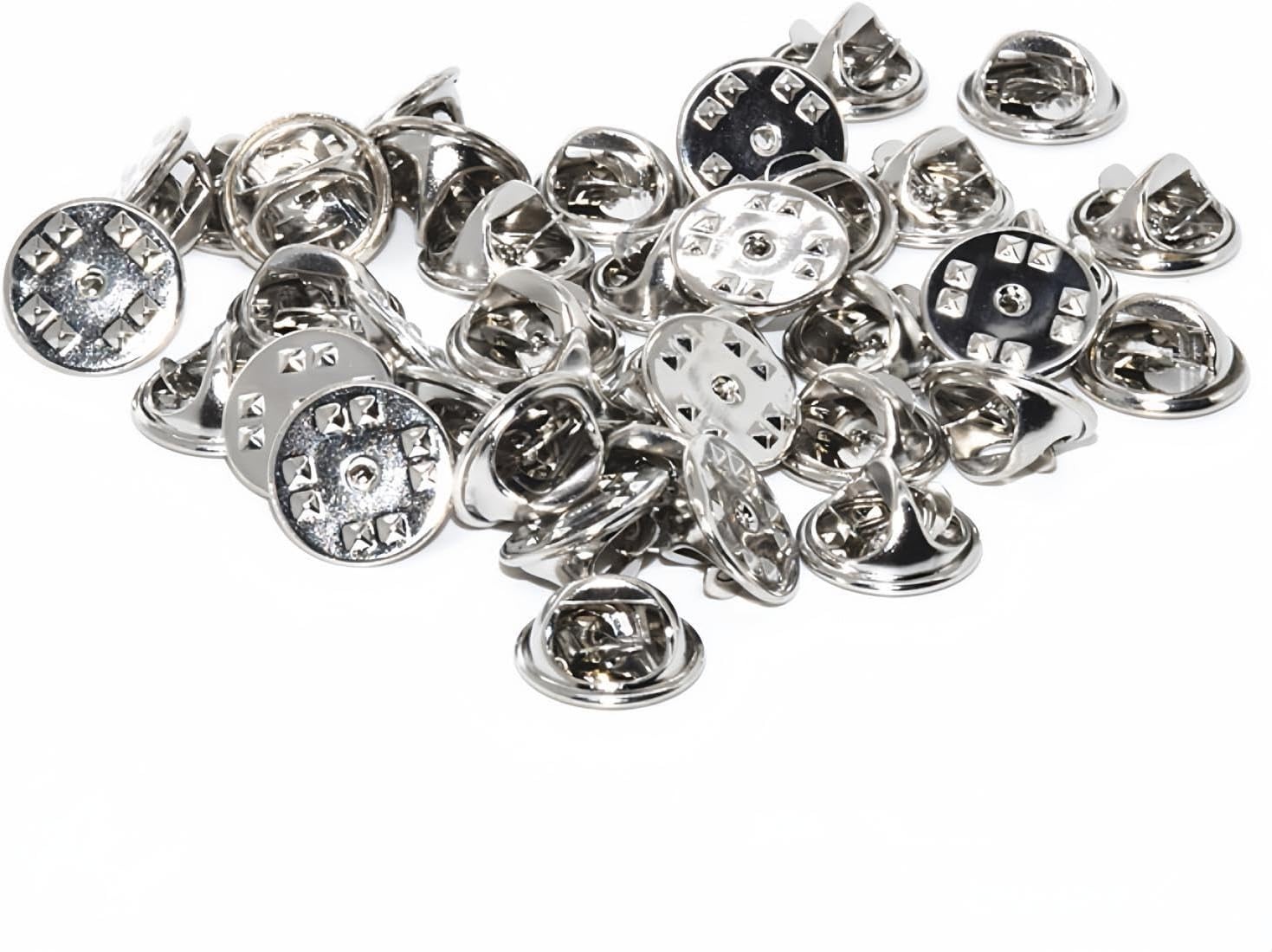 Lapel Pin Backs Metal Clutch Safety Fasteners 50 Pcs Silver