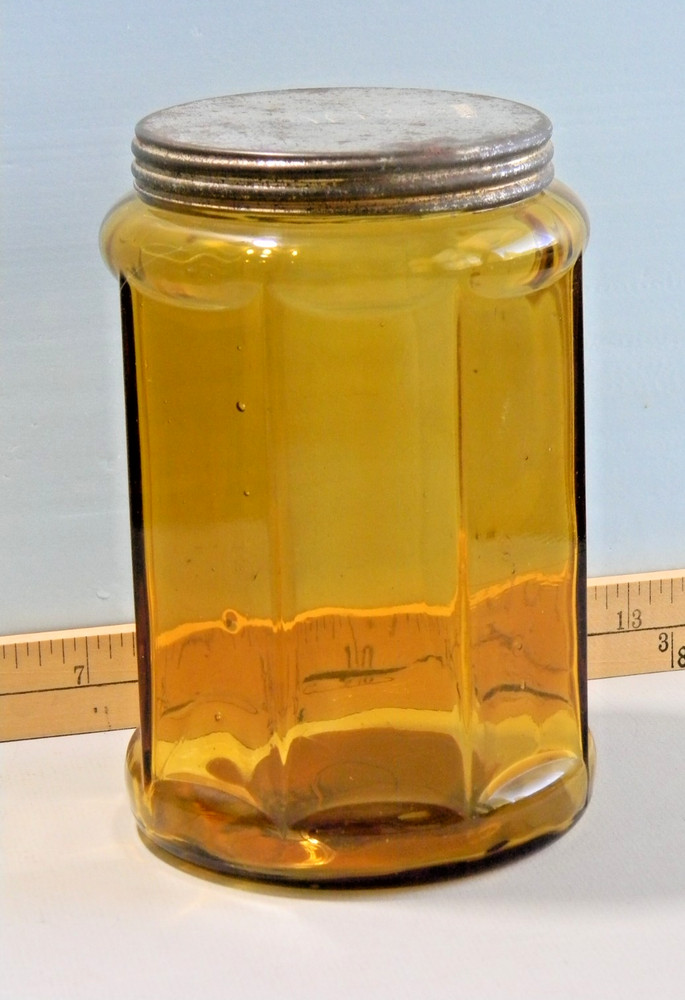 Depression era Amber Tobacco Jar