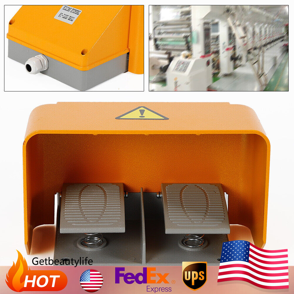 Multi-function Double Foot Switch Extra Heavy Duty Dual Pedal Switch Orange USA