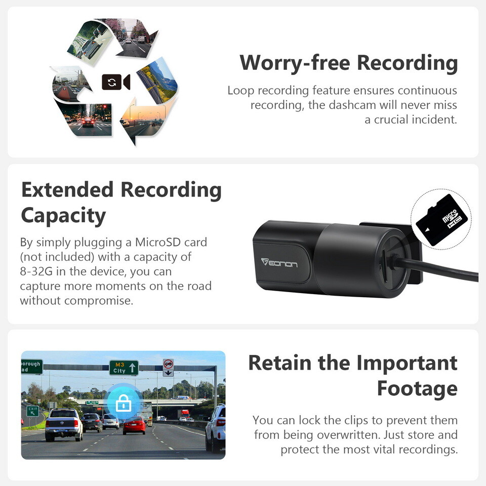 Front Dust Proof Durable USB Dash Camera Wide angle DVR for Eonon Car Stereo I