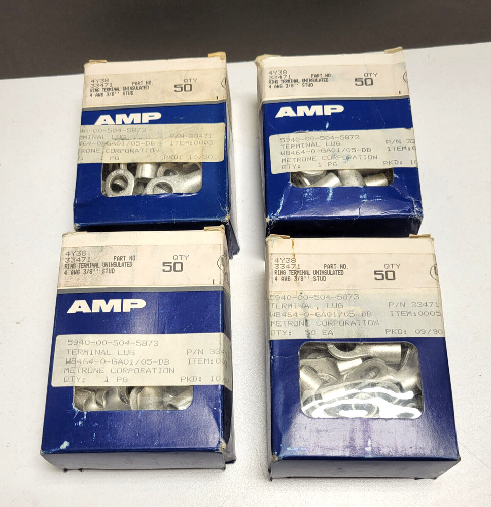 AMP 33471 Ring Terminal Connector  ** 4 boxes x 50 *